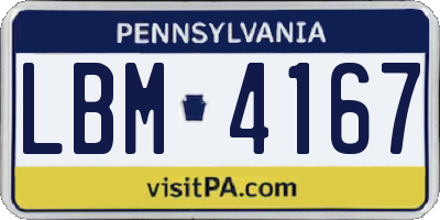 PA license plate LBM4167