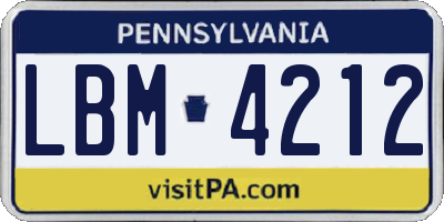 PA license plate LBM4212