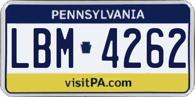 PA license plate LBM4262