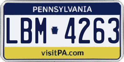 PA license plate LBM4263