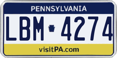 PA license plate LBM4274