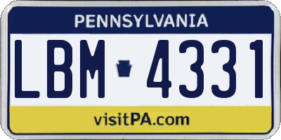 PA license plate LBM4331