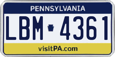 PA license plate LBM4361