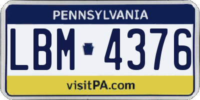 PA license plate LBM4376