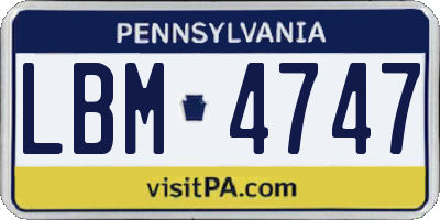 PA license plate LBM4747