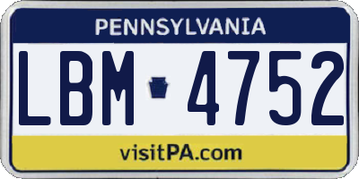 PA license plate LBM4752