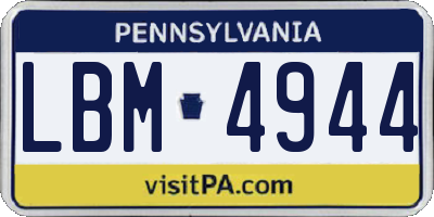 PA license plate LBM4944