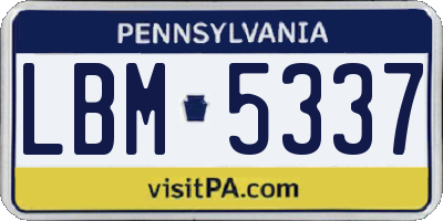 PA license plate LBM5337