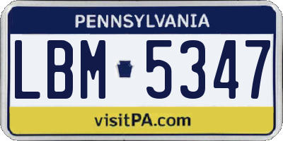 PA license plate LBM5347