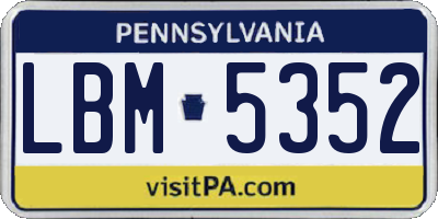 PA license plate LBM5352