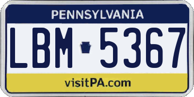 PA license plate LBM5367