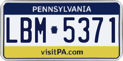 PA license plate LBM5371