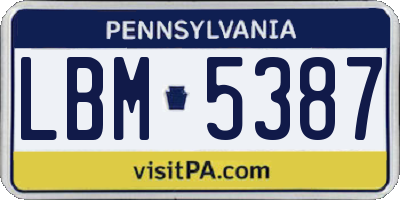 PA license plate LBM5387