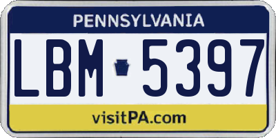 PA license plate LBM5397