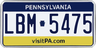PA license plate LBM5475
