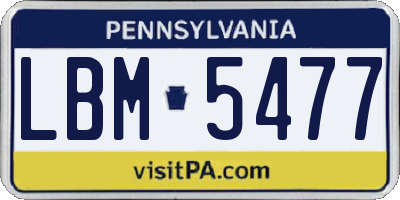 PA license plate LBM5477