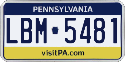 PA license plate LBM5481