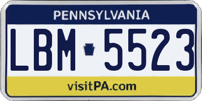PA license plate LBM5523