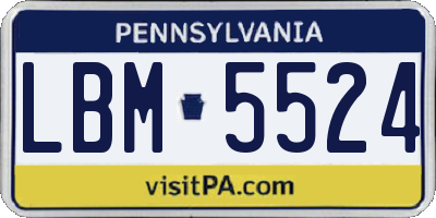 PA license plate LBM5524