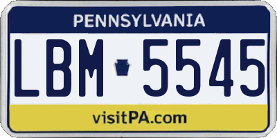 PA license plate LBM5545