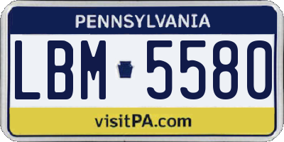 PA license plate LBM5580