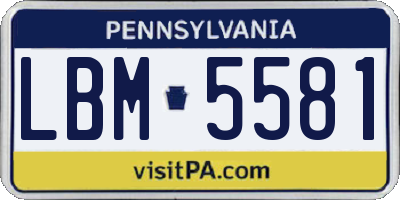 PA license plate LBM5581