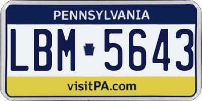 PA license plate LBM5643