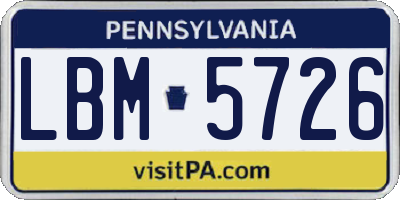 PA license plate LBM5726