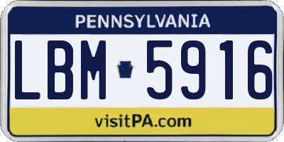 PA license plate LBM5916