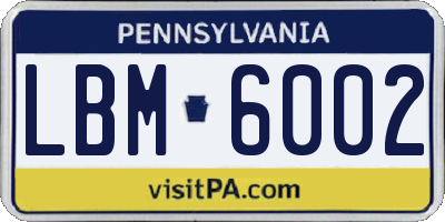 PA license plate LBM6002