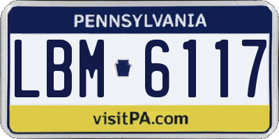 PA license plate LBM6117