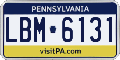 PA license plate LBM6131