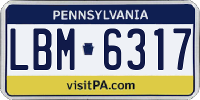 PA license plate LBM6317