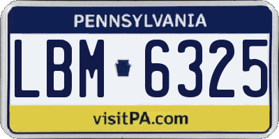 PA license plate LBM6325