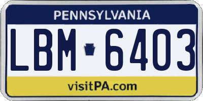 PA license plate LBM6403