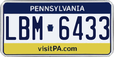 PA license plate LBM6433