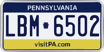 PA license plate LBM6502