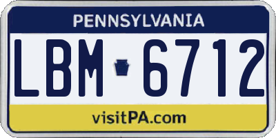 PA license plate LBM6712