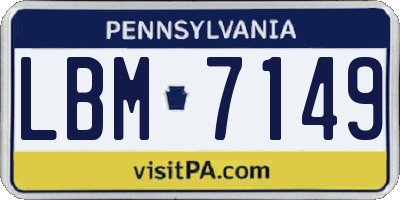 PA license plate LBM7149