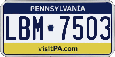 PA license plate LBM7503