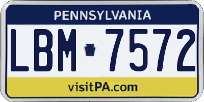 PA license plate LBM7572