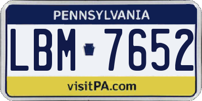 PA license plate LBM7652