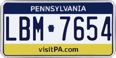 PA license plate LBM7654