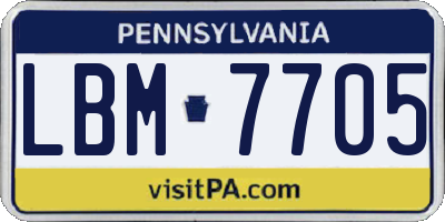 PA license plate LBM7705