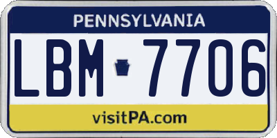 PA license plate LBM7706