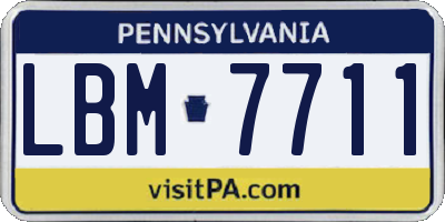 PA license plate LBM7711