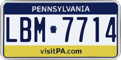 PA license plate LBM7714