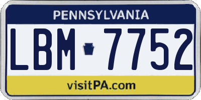 PA license plate LBM7752