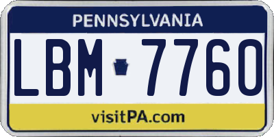 PA license plate LBM7760