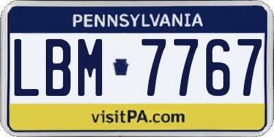 PA license plate LBM7767